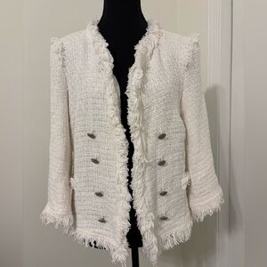 WD.NY Size Large White Buttonless Cardigan